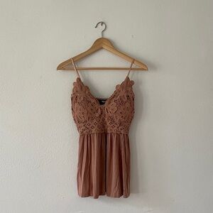 Blue B Babydoll Tank Top Lace Bodice